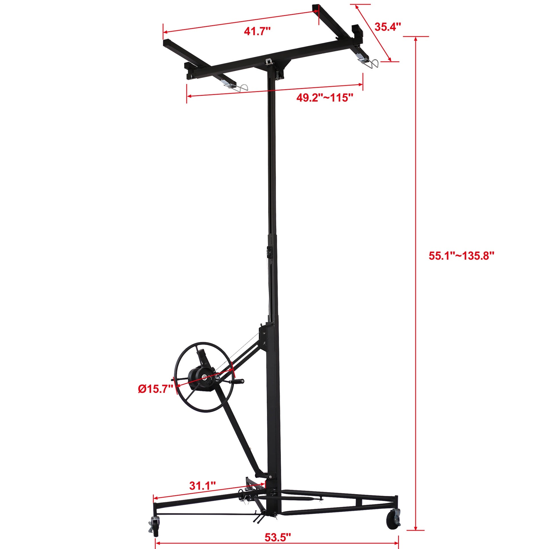 Drywall Lift Panel 11' Lift Drywall Panel Hoist Jack Lifter, black