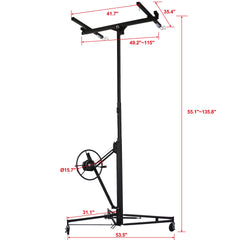 Drywall Lift Panel 11' Lift Drywall Panel Hoist Jack Lifter, black