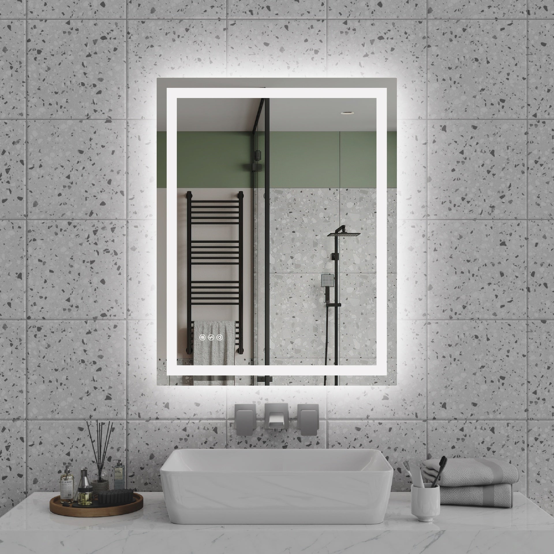 28"*36"LED Bathroom Mirror,Front-Lit and Back-Lit, Stepless Dimmable, 3 Colors CRI90+, Brightness Memory, Shatter-Proof,Anti-fog LED Vanity Mirror, IP44 Waterproof