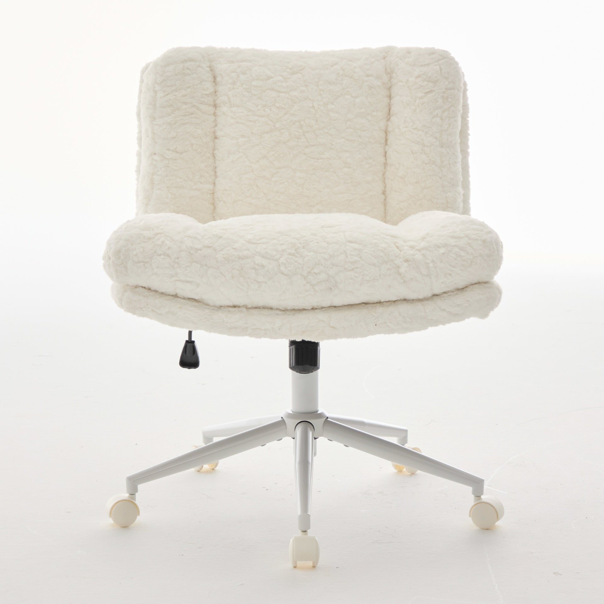W26.4 inch  Wider Seat Office Chair,Artificial rabbit hair Home Office Chair with Metal Base,Adjustable Desk Chair Swivel Office Chair,Vanity Chair(Cream)