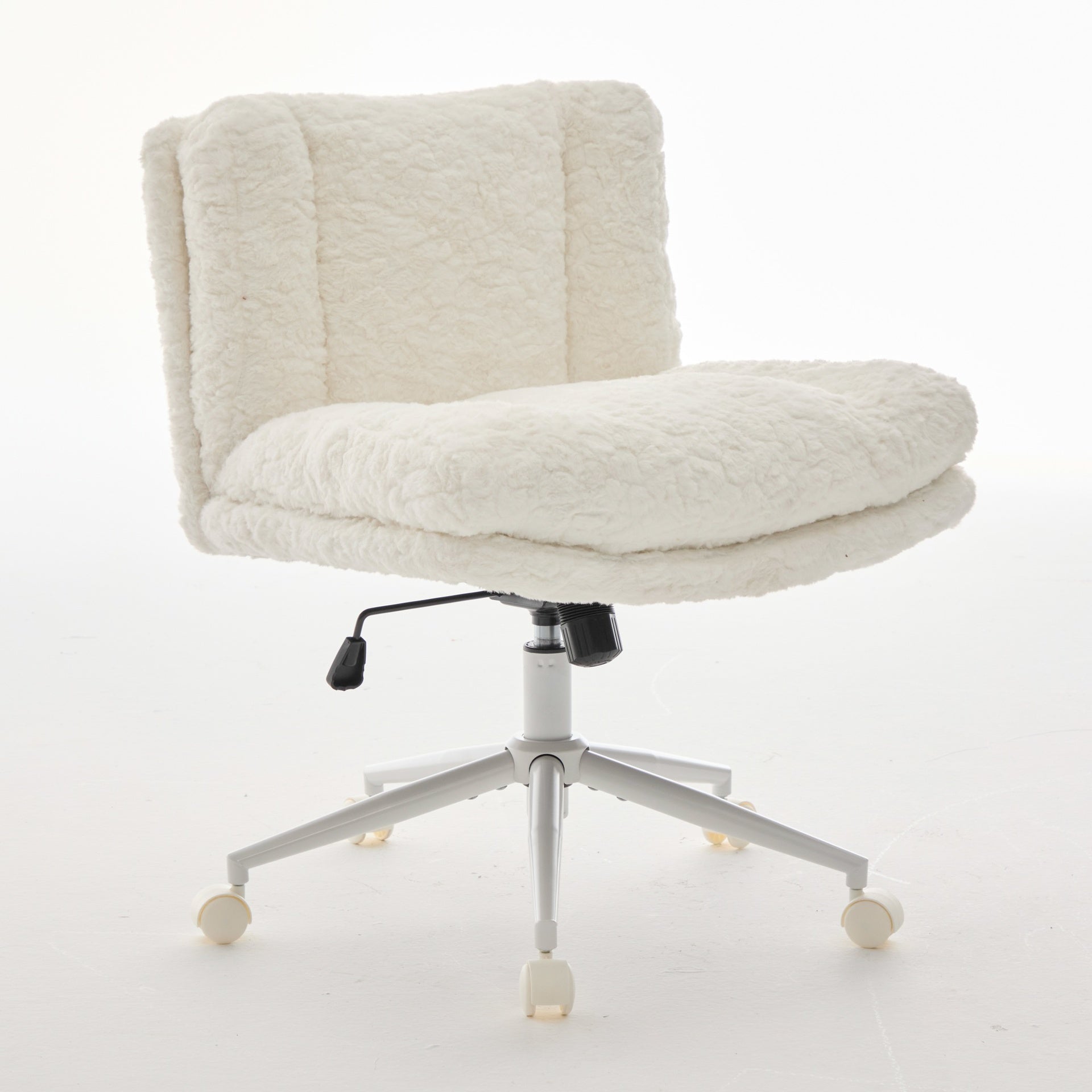 W26.4 inch  Wider Seat Office Chair,Artificial rabbit hair Home Office Chair with Metal Base,Adjustable Desk Chair Swivel Office Chair,Vanity Chair(Cream)