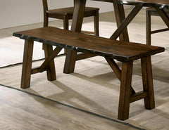 Rustic Walnut Finish 1pc Bench Only Live Edge Design Distressed Wood Seat Dining Room Furniture Solid wood Bench