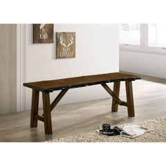Rustic Walnut Finish 1pc Bench Only Live Edge Design Distressed Wood Seat Dining Room Furniture Solid wood Bench