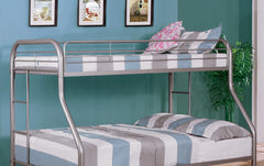 Twin Over Full Metal Bunk Bed Contemporary Style With Angled Ladder, Silver