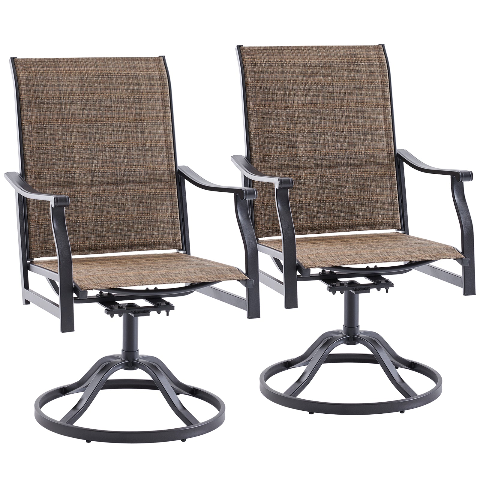 Patio Dining Chairs Set of 2, Swivel Outdoor Patio Chair with Paded Textilene Fabric, All Weather Outdoor Seats Ergonomic Comfort, Perfect Seats for Backyard, Balcony, and Garden
