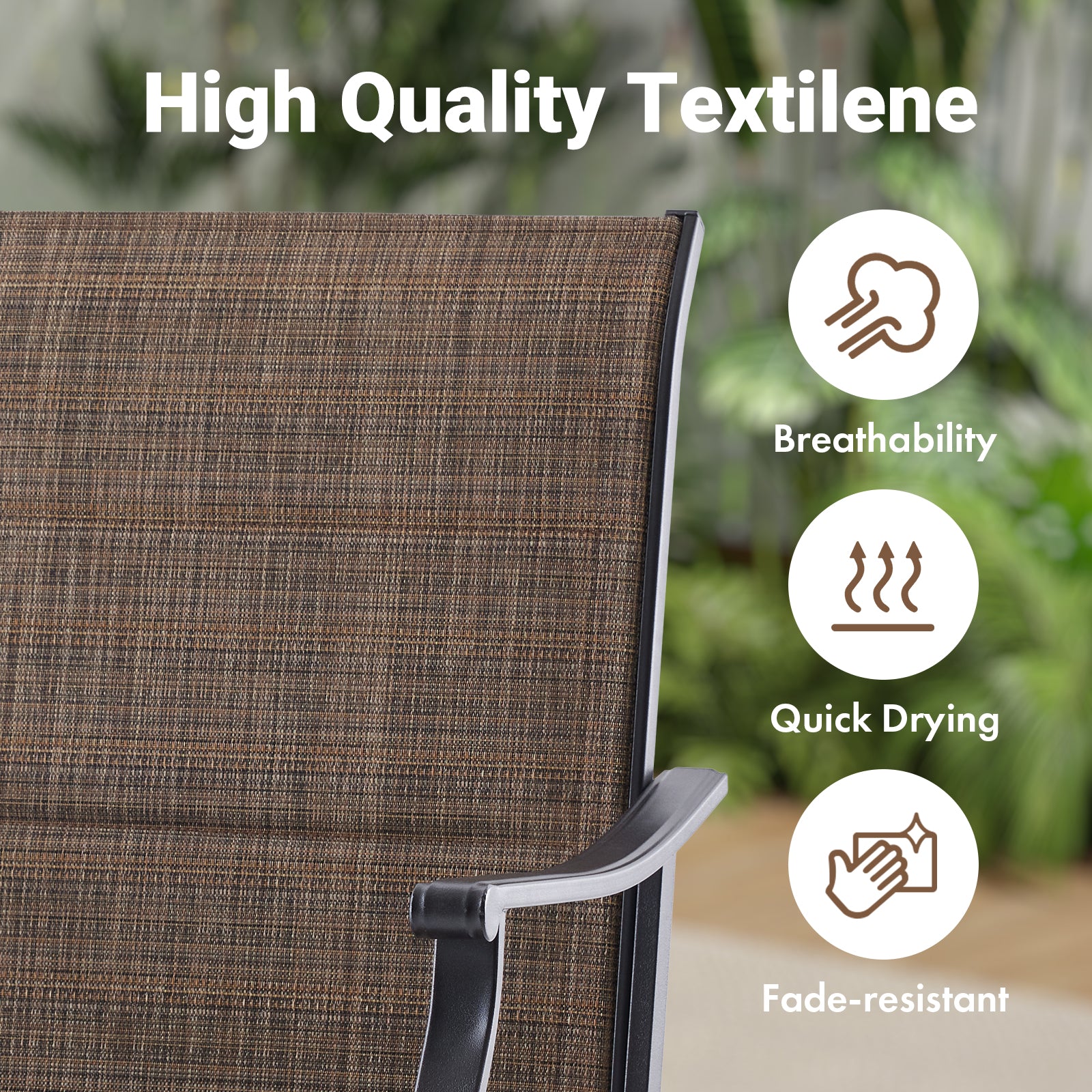 Patio Dining Chairs Set of 2, Swivel Outdoor Patio Chair with Paded Textilene Fabric, All Weather Outdoor Seats Ergonomic Comfort, Perfect Seats for Backyard, Balcony, and Garden