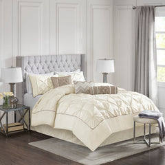 7 Piece Tufted Comforter Set Ivory King