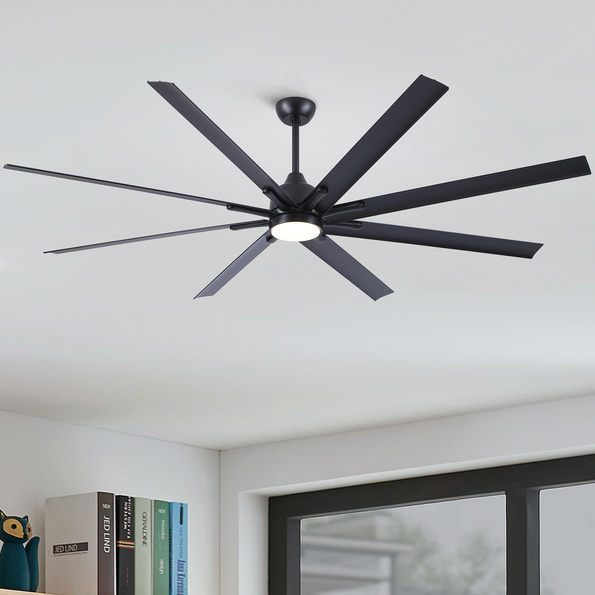 84 In Super Large Black Ceiling Fan with Remote Control 8 Blades