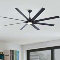 84 In Super Large Black Ceiling Fan with Remote Control 8 Blades