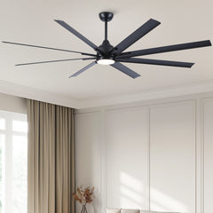 84 In Super Large Black Ceiling Fan with Remote Control 8 Blades