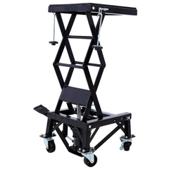 300 lbs Hydraulic Motorcycle Scissor Jack Lift Foot Step Wheels for Small Dirt Bikes,black color