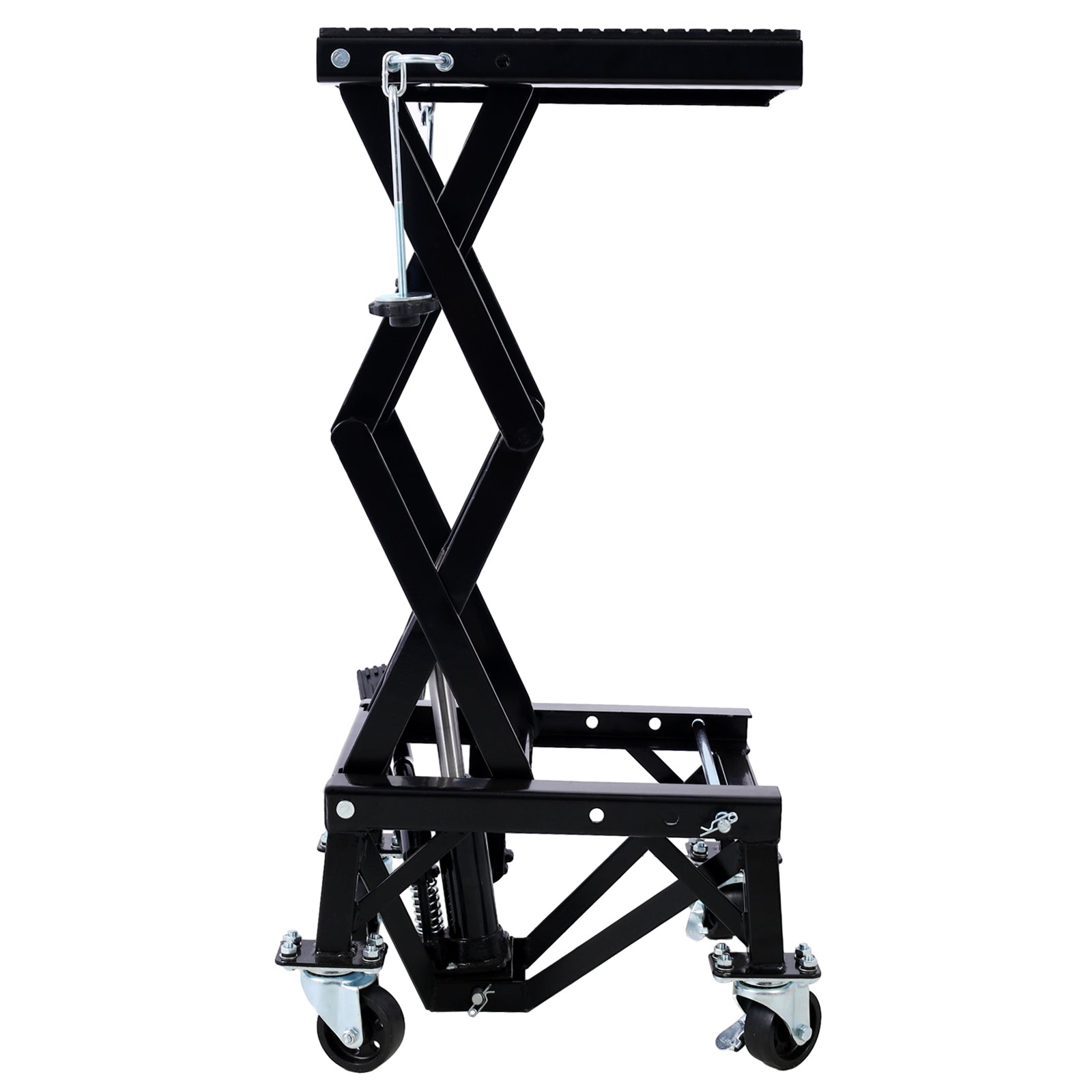 300 lbs Hydraulic Motorcycle Scissor Jack Lift Foot Step Wheels for Small Dirt Bikes,black color