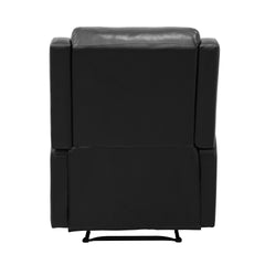 Black Reclining Chair 1pc Comfort Seating Faux Leather Upholstery Living Room Furniture Solid Wood