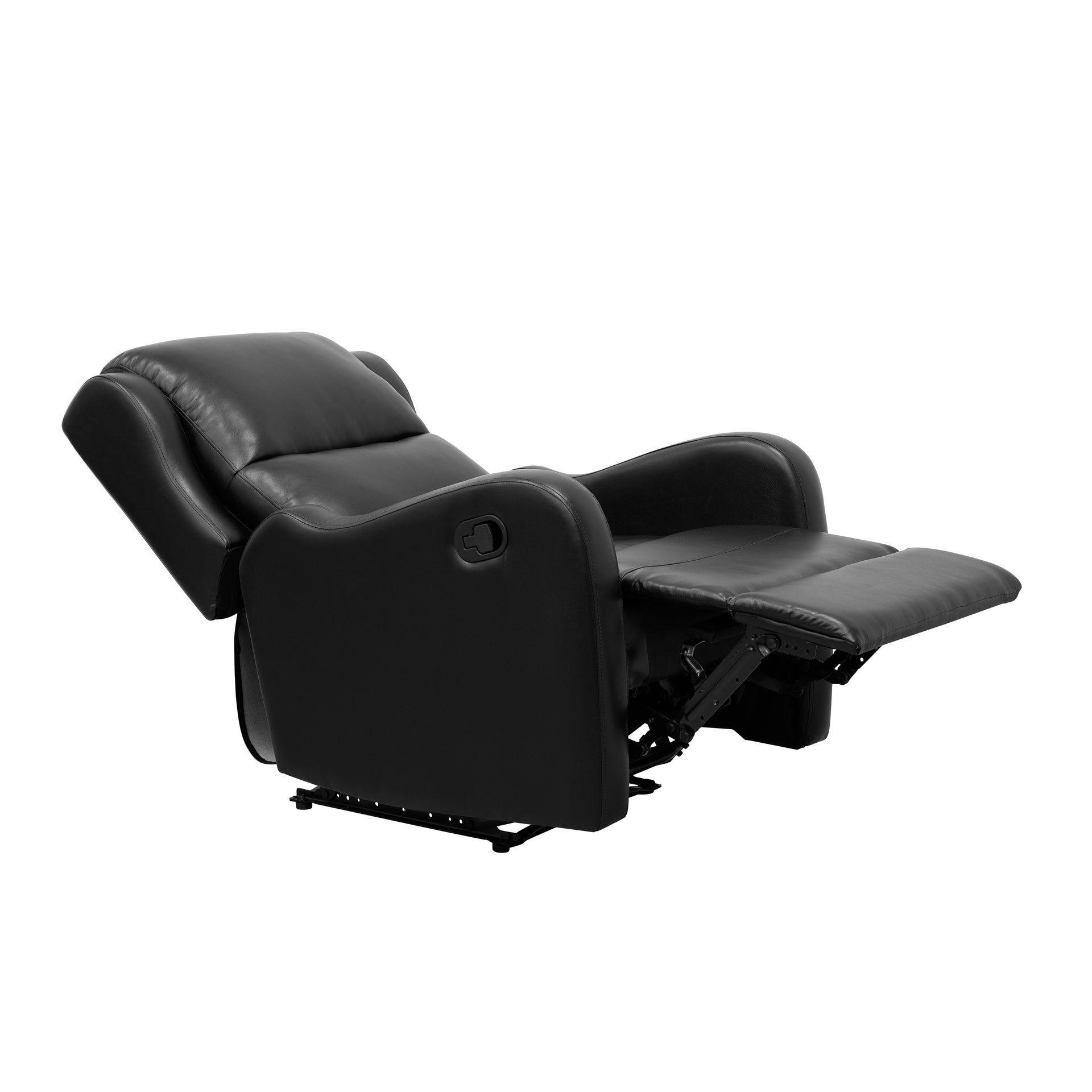 Black Reclining Chair 1pc Comfort Seating Faux Leather Upholstery Living Room Furniture Solid Wood