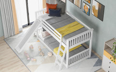 Twin over Twin Bunk Bed with Convertible Slide and Ladder, White(Old SKU: SM000213)