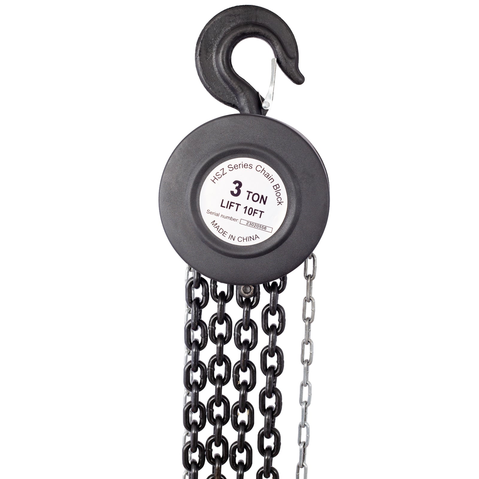 Chain hoist 6600lbs 3T capacity 10ft wIth 2 heavy duty hooks,Manual chain hoist steel construction,Black