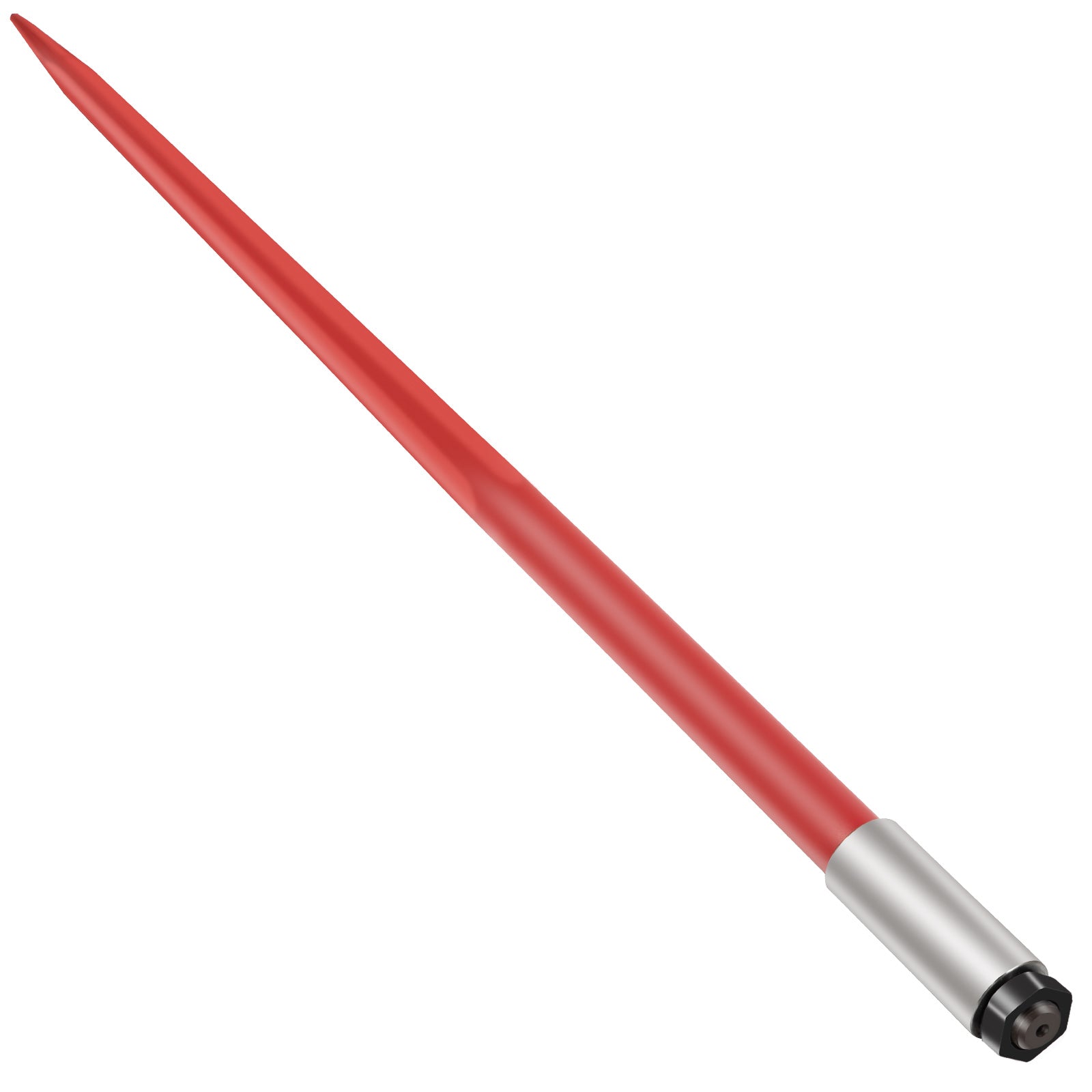 Hay Spear 49" Bale Spear 4500 lbs Capacity, Bale Spike Quick Attach Square Hay Bale Spears 1 3/4" wide, Red Coated Bale Forks, Bale Hay Spike with Hex Nut & Sleeve for Buckets Tractors Loaders