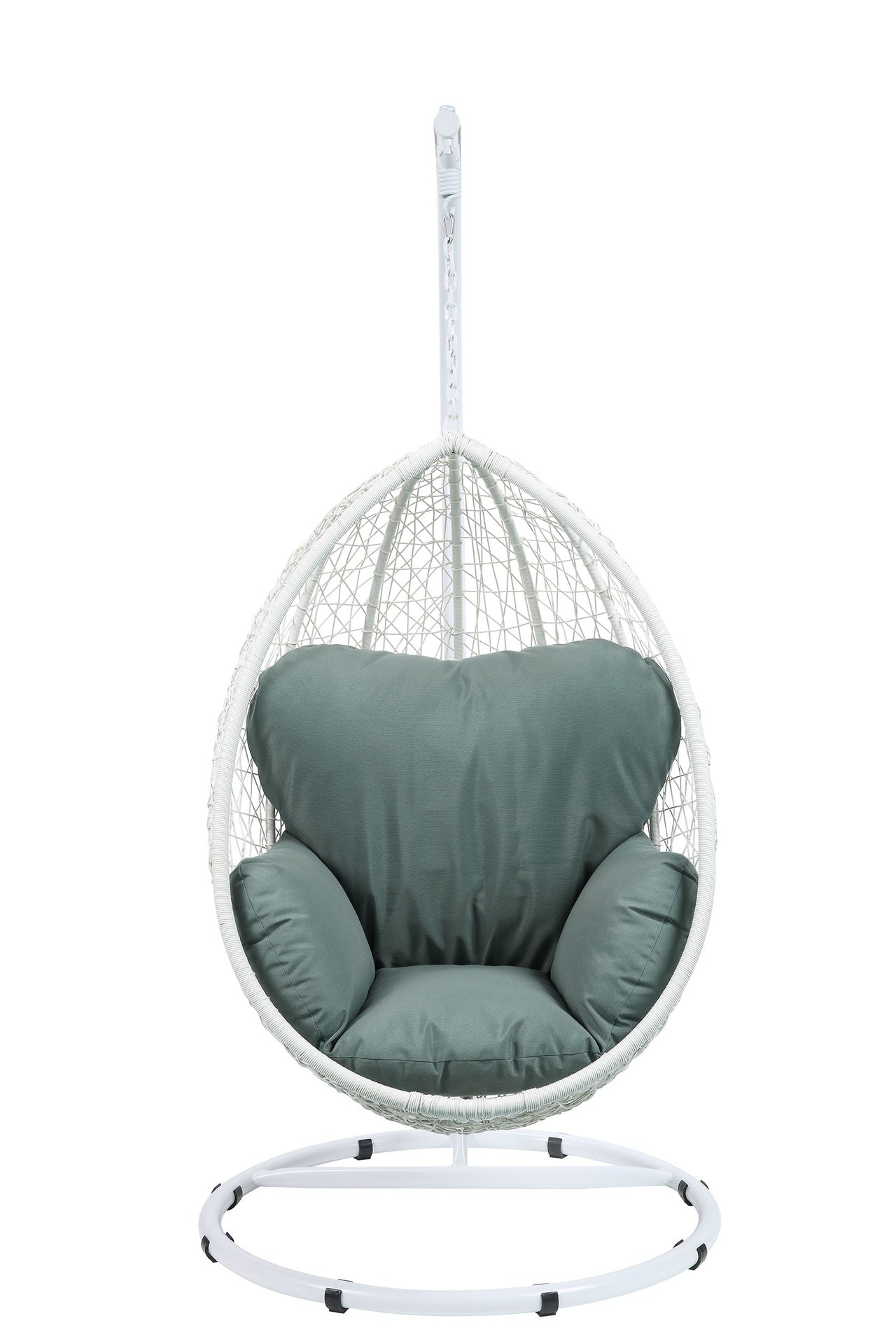 Simona Green Fabric & White Wicker Hanging Chair