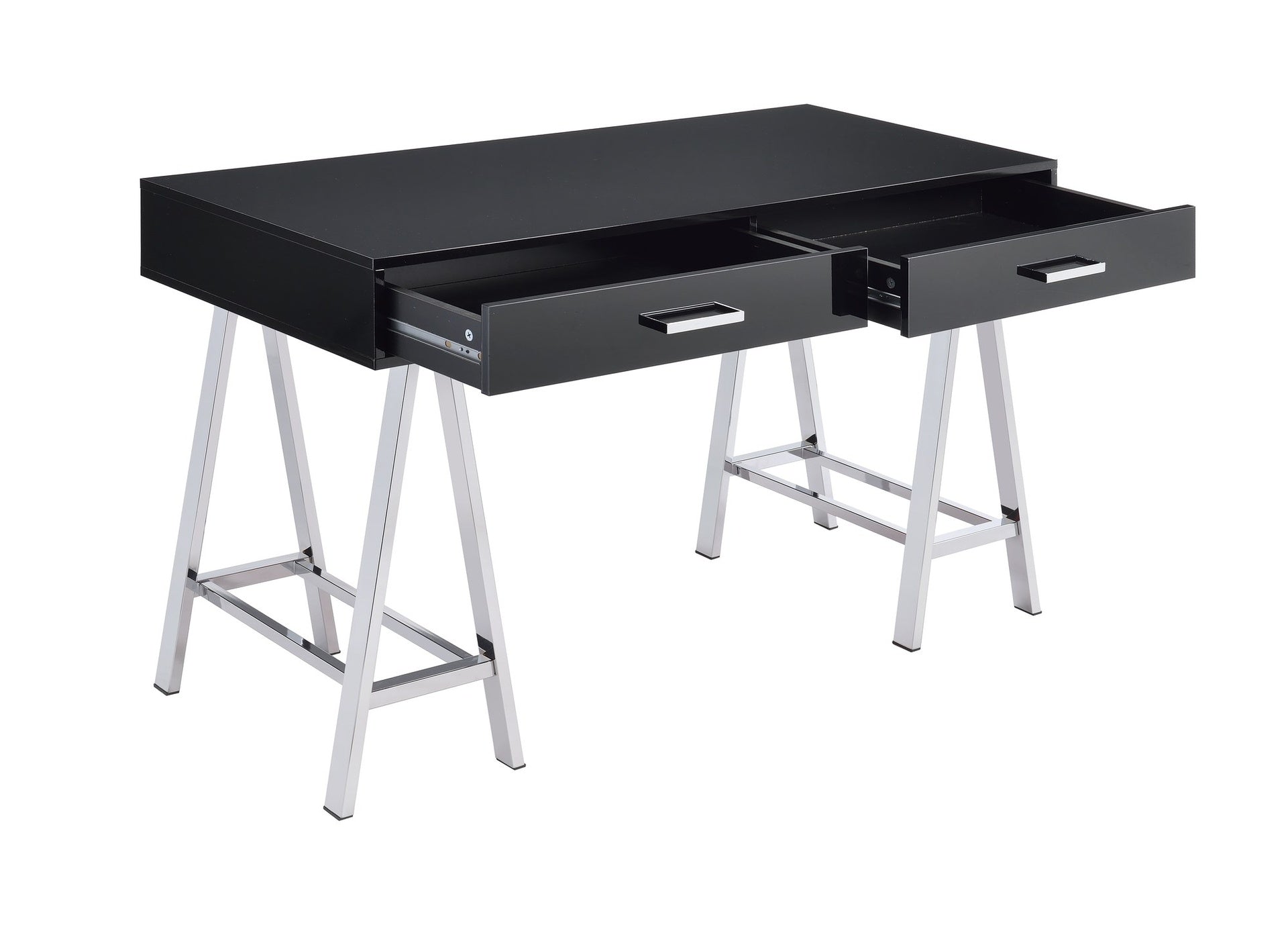 Coleen Black High Gloss & Chrome Finish Writing Desk W/USB