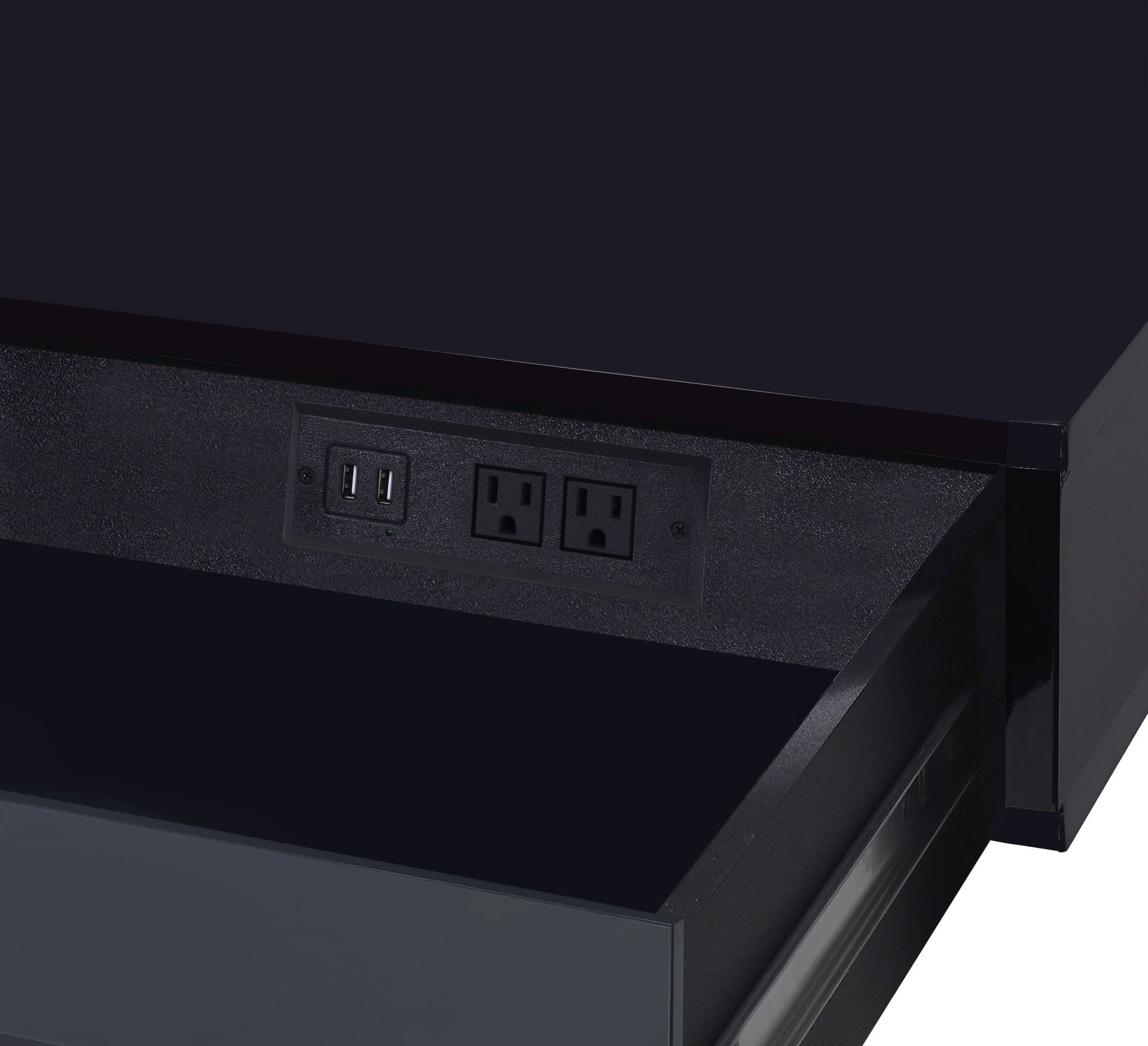 Coleen Black High Gloss & Chrome Finish Writing Desk W/USB