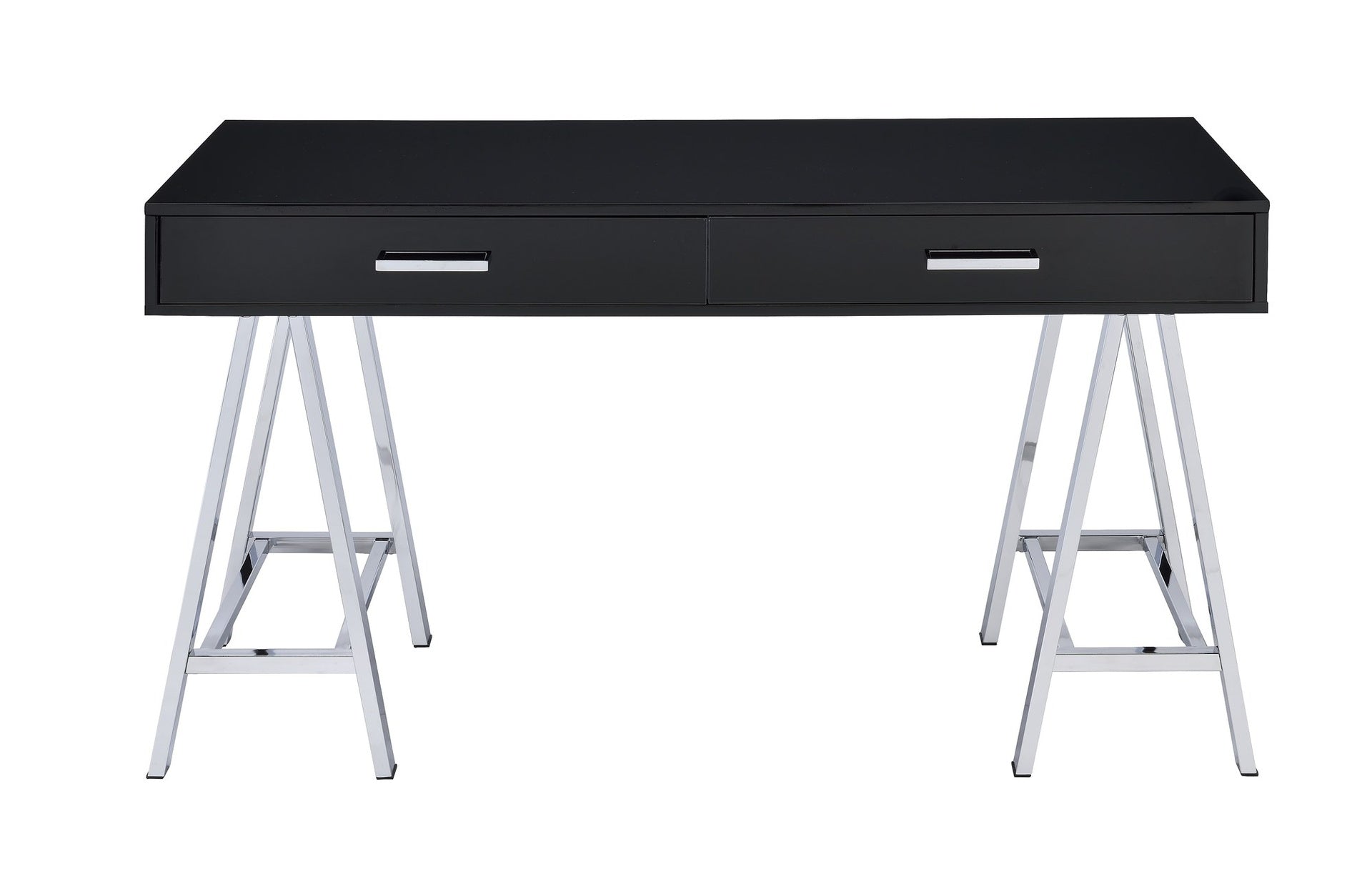 Coleen Black High Gloss & Chrome Finish Writing Desk W/USB