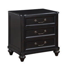 Charcoal Brown Finish Traditional Bedroom Furniture 1pc Nightstand of 3 Drawers Antique Handles Classic Design Bedside Table