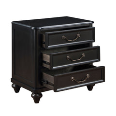 Charcoal Brown Finish Traditional Bedroom Furniture 1pc Nightstand of 3 Drawers Antique Handles Classic Design Bedside Table