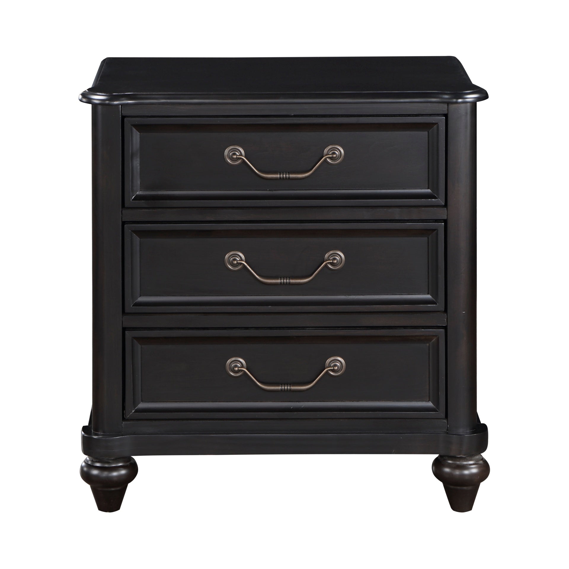 Charcoal Brown Finish Traditional Bedroom Furniture 1pc Nightstand of 3 Drawers Antique Handles Classic Design Bedside Table