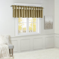 Lightweight Faux Silk Valance With Beads Bronze 50x26"