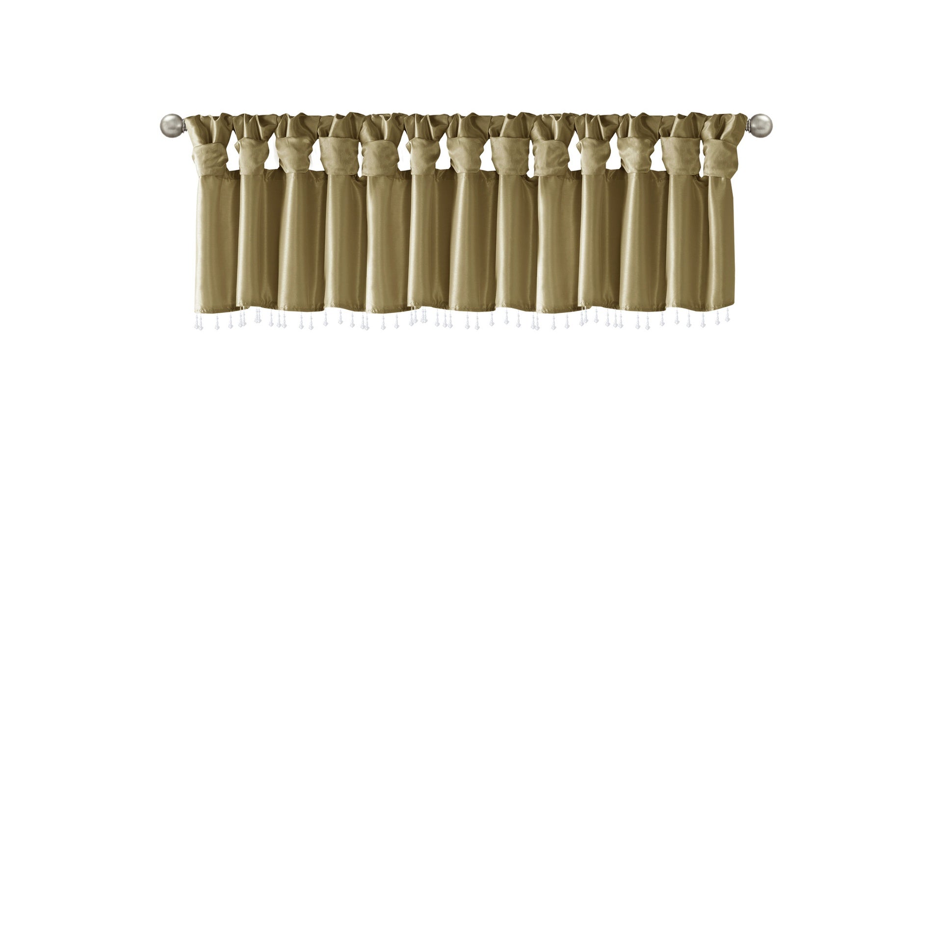 Lightweight Faux Silk Valance With Beads Bronze 50x26"