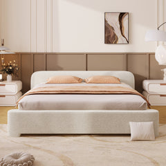 [Cozy White Bouce Upholstered Bed[ - A Dreamy Addition to Your Bedroom, QUEEN