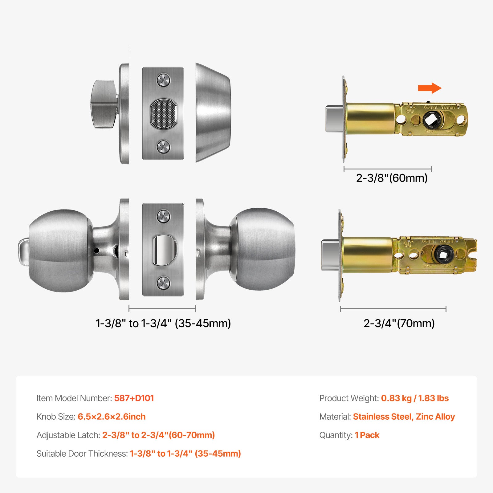 Entry Door Knob and Deadbolt Set Satin Nickel Single Cylinder Deadbolt