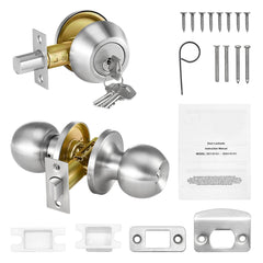 Entry Door Knob and Deadbolt Set Satin Nickel Single Cylinder Deadbolt