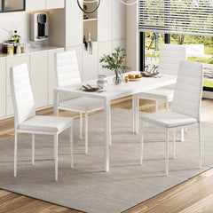 Set of 4 White PU Leather Dining Chairs for Kitchen, Modern Side Chairs with Sturdy Metal Frame