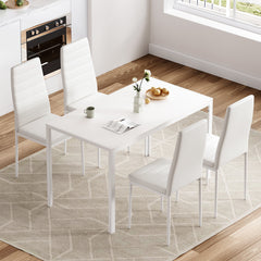 Set of 4 White PU Leather Dining Chairs for Kitchen, Modern Side Chairs with Sturdy Metal Frame