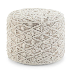 Coates - Round Macrame Pouf - Natural