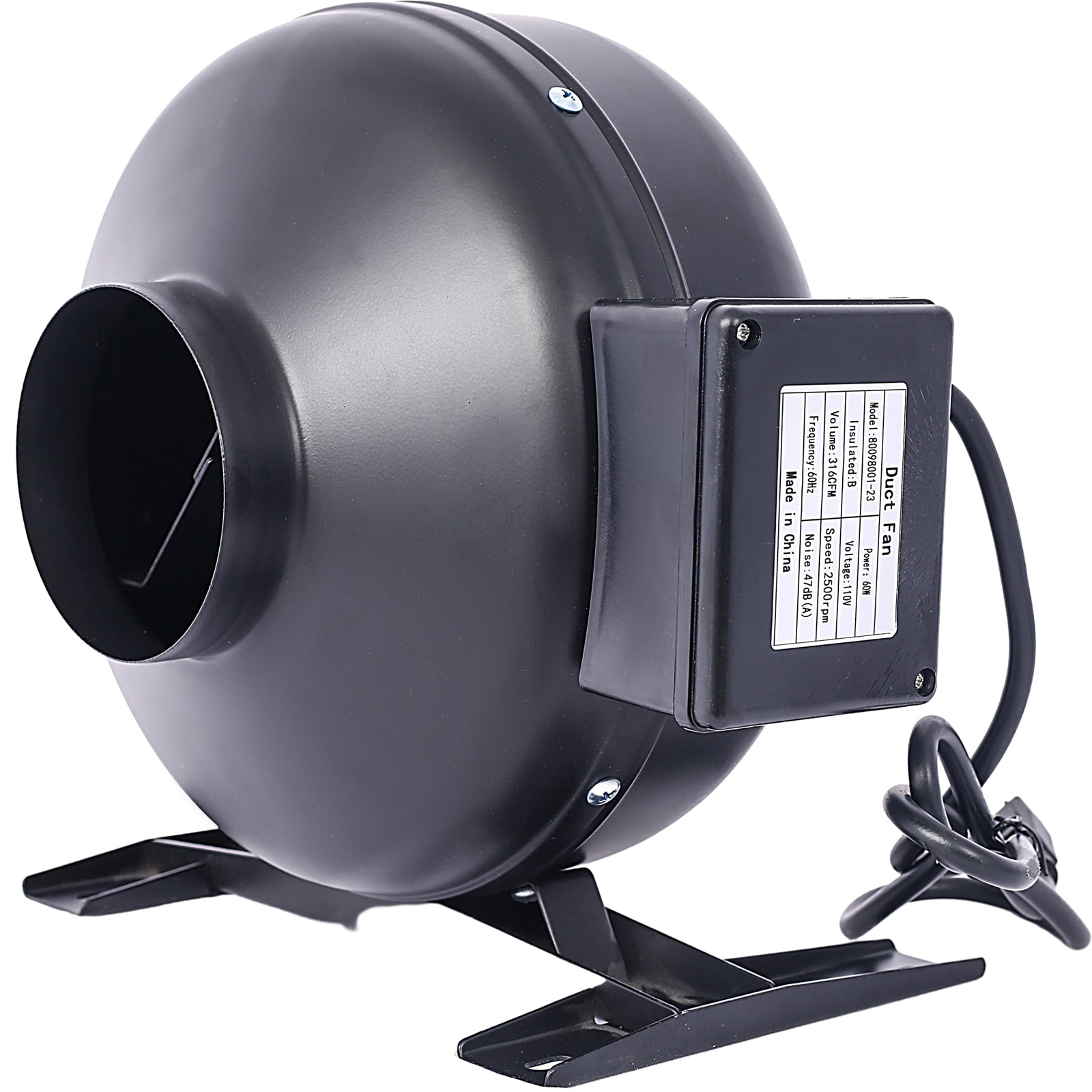 4-Inch 316 CFM Inline Duct Fan: Air Circulation Vent Blower for Hydroponics, Basements, and Kitchens