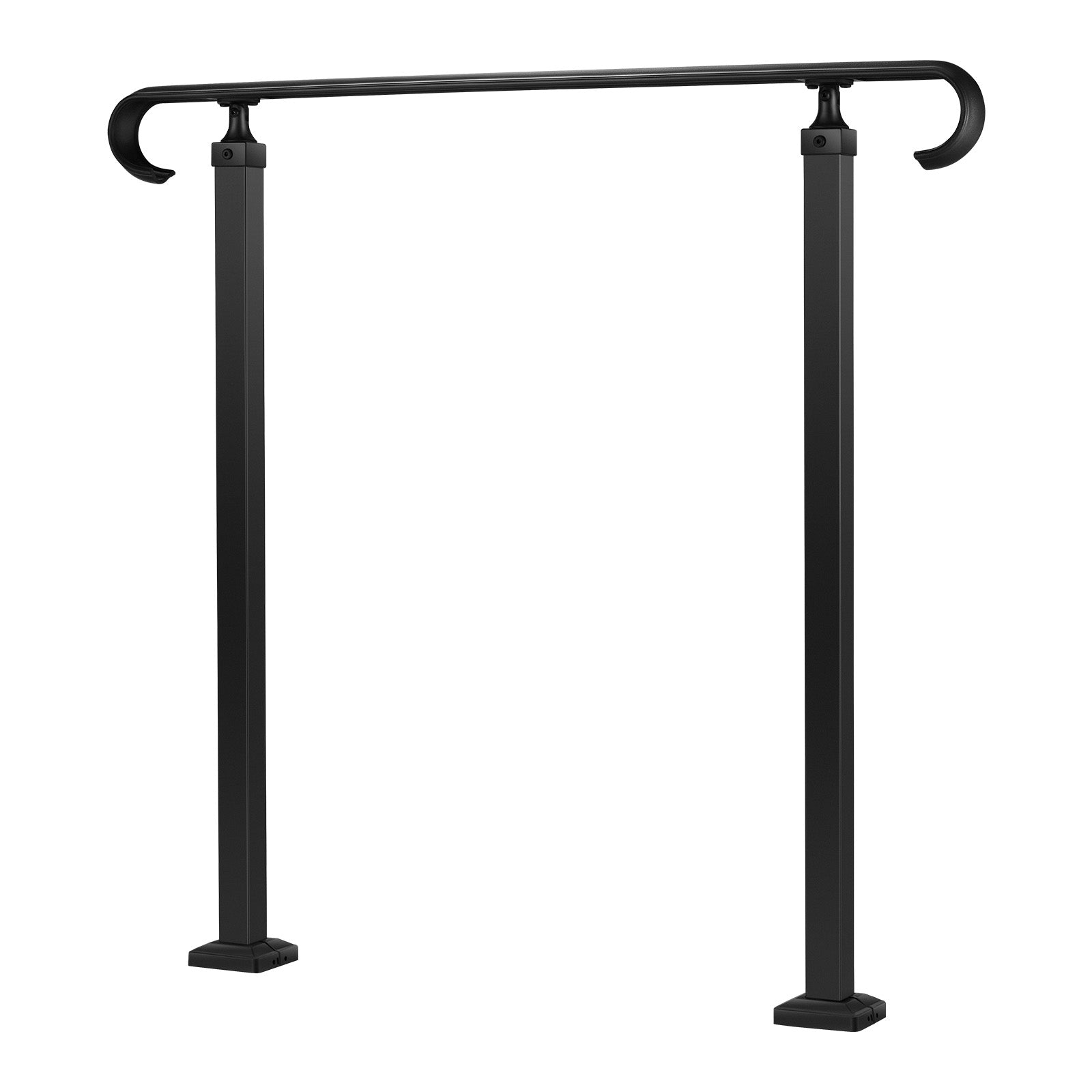Handrails for Outdoor Steps, 2-3 Step Adjustable Height, Carbon Steel Transitional Handrail with Installation Kit, Exterior Hand Railing for Steps, Concrete or Wooden Stairs, Porch, Matte Black