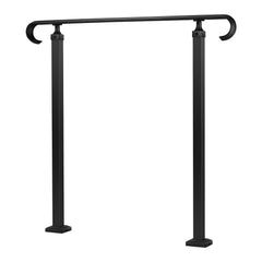 Handrails for Outdoor Steps, 2-3 Step Adjustable Height, Carbon Steel Transitional Handrail with Installation Kit, Exterior Hand Railing for Steps, Concrete or Wooden Stairs, Porch, Matte Black