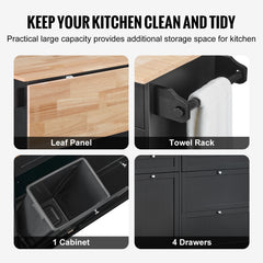 Kitchen Island Cart Storage Cabinet Serving with Drawer & Trash Cabinet