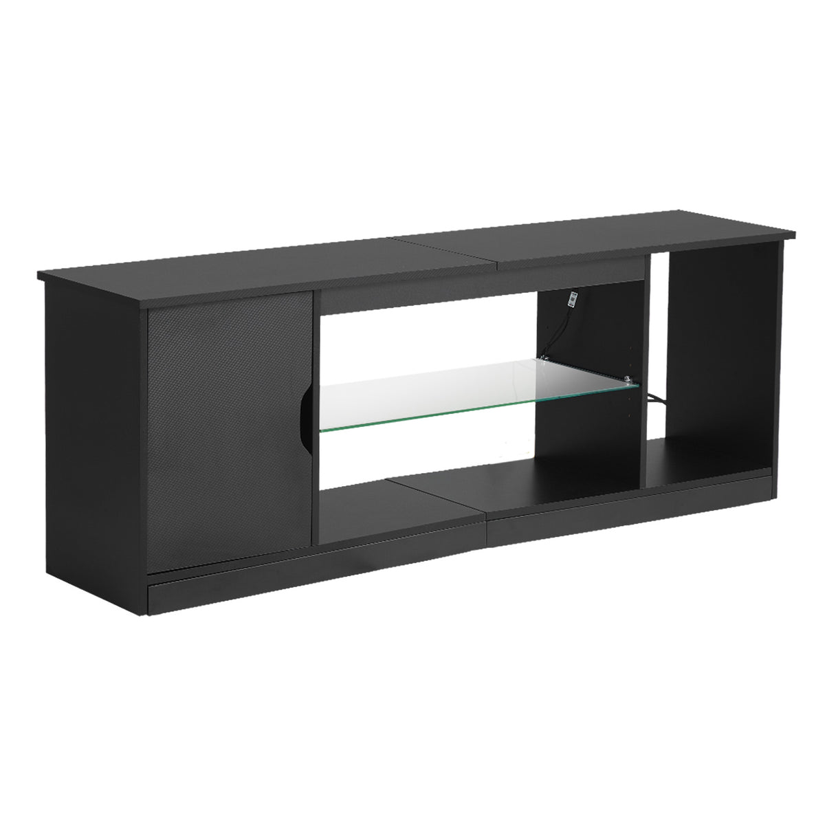 TV Stand for TVs up to 65 in Modern Entertainment Center with Glass Shelf