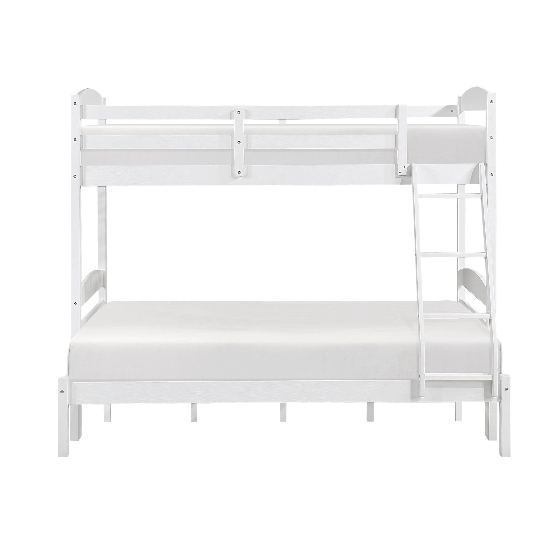 Twin over Full Bunk Bed with Guard Rails 1pc Sturdy Wood Frame White Finish Youth Bedroom Furniture