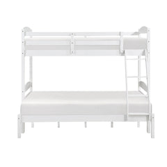 Twin over Full Bunk Bed with Guard Rails 1pc Sturdy Wood Frame White Finish Youth Bedroom Furniture