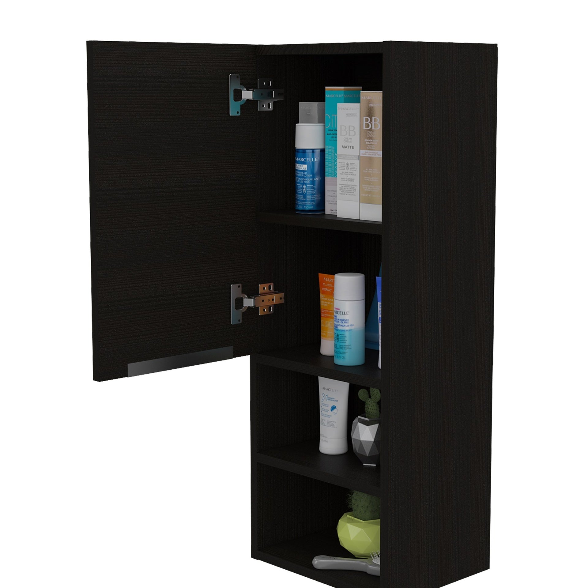 Medicine Cabinet Hazelton, Two Interior Shelves, Black Wengue Finish