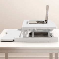 32 Inch Desk Converter, Height Adjustable Sit to Stand Riser, Dual Monitor and Laptop Workstation with Wide Keyboard Tray, Standing Computer Desk, WHITE