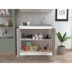Oklahoma Utility Sink, Double Door Cabinet, Stainless Steel Countertop