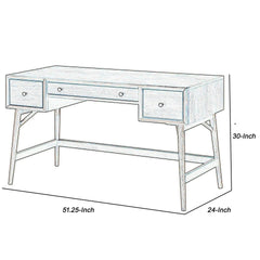 3 Drawer Wooden Writing Desk with Splayed Legs, Walnut Brown