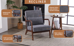 Mid-Century Modern Accent Chair, Arm Chair Living Room Chairs with Pillow Upholstered Reading Chair with Solid Wood Frame &  Living Room Bedroom Balcony (Antique Dark Grey)