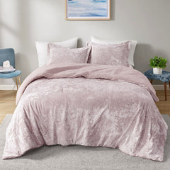 Full/Queen Crushed Velvet Sherpa Reversible Comforter Set