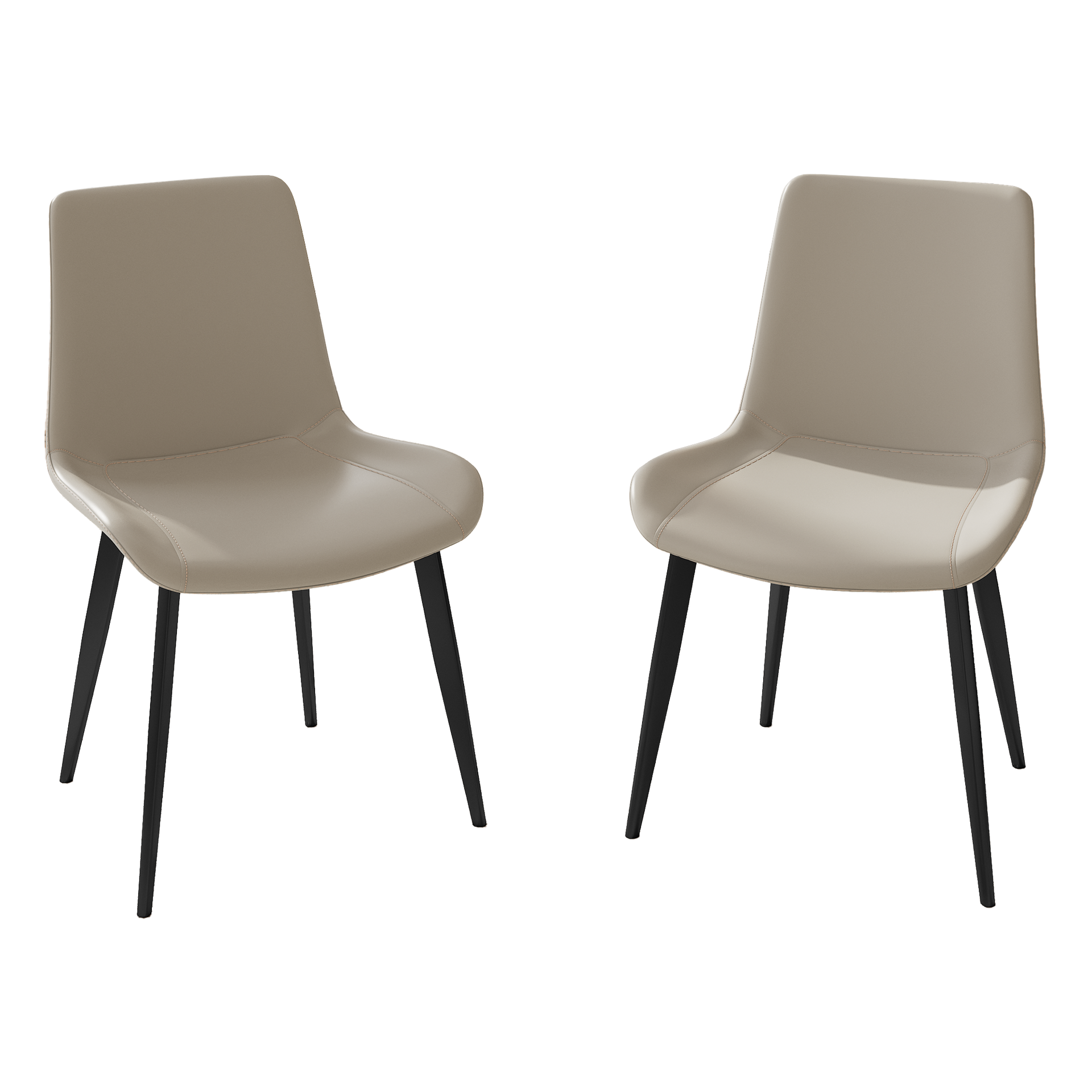 Dining Chairs 2PCS, Modern Kitchen & Dining Room Chairs, Upholstered Faux Leather Cushion Seat and Sturdy Metal Legs